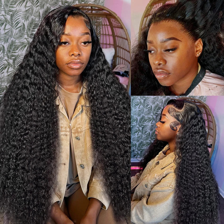 13x6 HD Lace Frontal Human Hair Wig Remy Wear  Glueless Closure Wig 13x4 Deep Wave Curly Human Hair Lace Wig