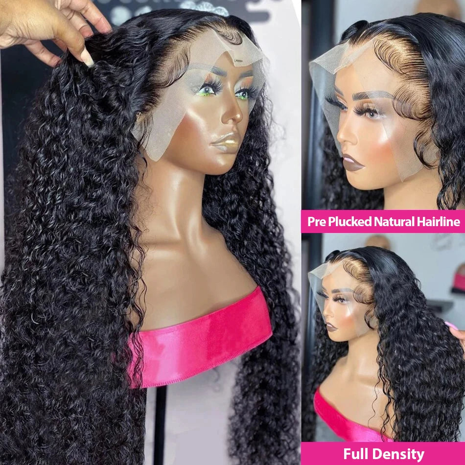 13x6 HD Lace Frontal Human Hair Wig Remy Wear  Glueless Closure Wig 13x4 Deep Wave Curly Human Hair Lace Wig