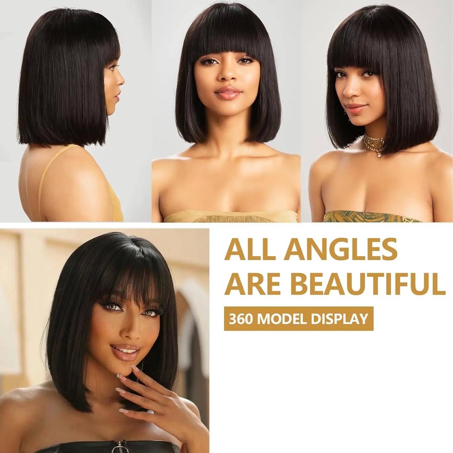 Straight Bob Wigs Human Hair 8 Inch Wear and Go 3X1 Human Hair Wig With Bangs Glueless Short BoB Wig