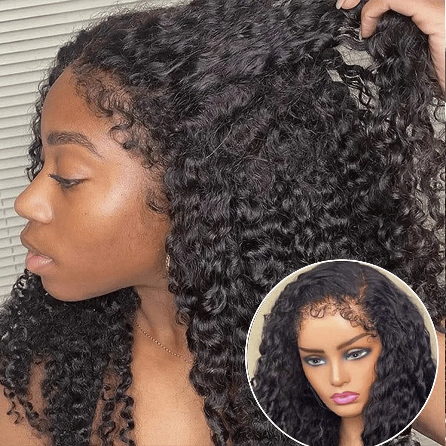 4c Kinky Curly Lace Front Bob Wigs With Kinky Edges Hairline Transparent Lace Frontal Wig Pre-bleached Knot Deep Wave Human Hair Wig 220% Wig