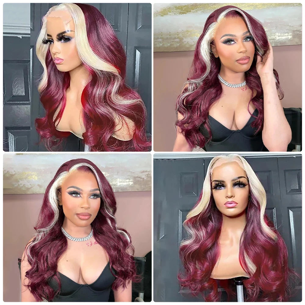 Chic Honey Blonde Stripe Body Wave HD Lace Wig - Authentic Human Hair