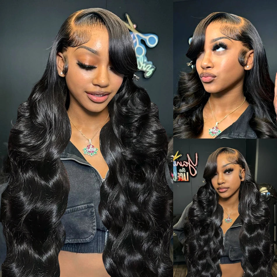 Body Wave 13x4 13x6 Transparent Lace Front Human Hair Wigs Brazilian Remy 40 Inch