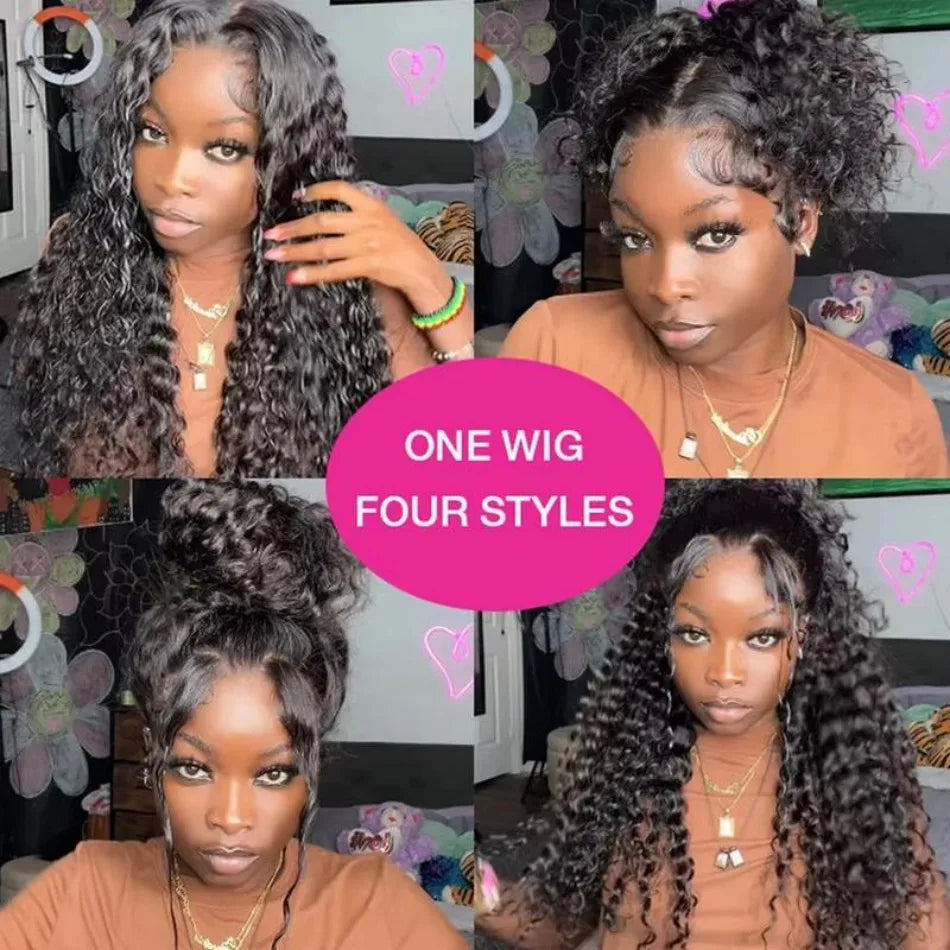360 Full Lace Wig Human Hair Pre Plucked Deep Wave Frontal Wig Natural Hairline Hd Lace Wigs 30 40 Inch Curly  Wigs