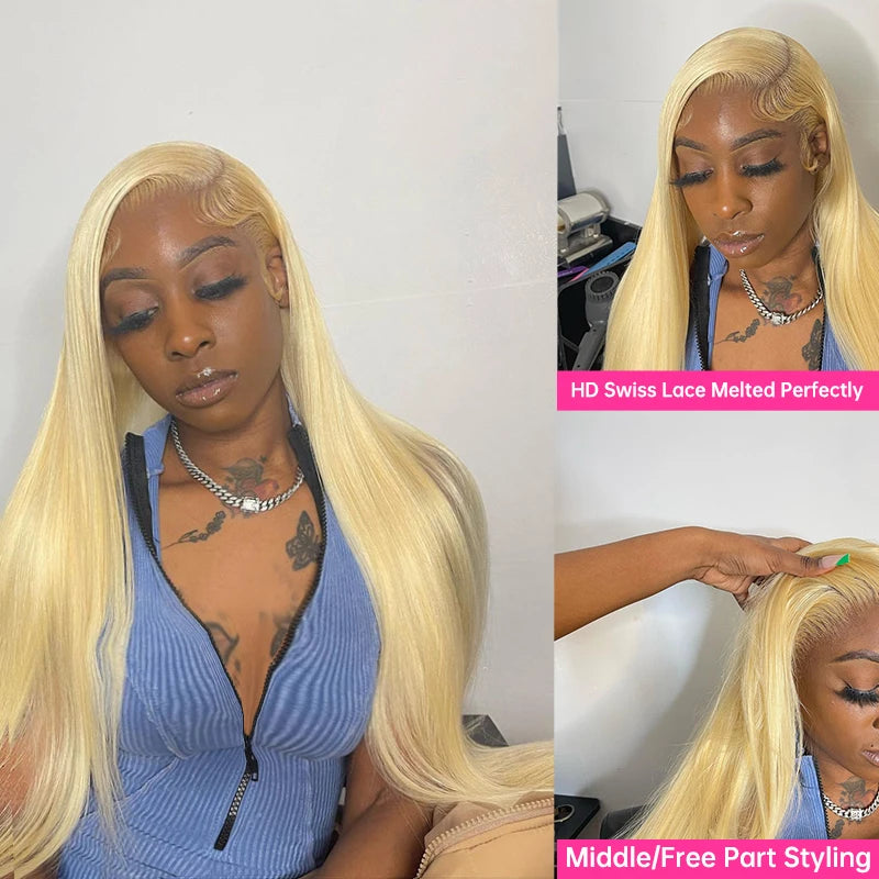 613 Blonde Lace Frontal Wig Human Hair 360 Full Lace Wig Pre Plucked Hd Lace Wig 13x6 Human Hair Glueless Wig For Women Colored