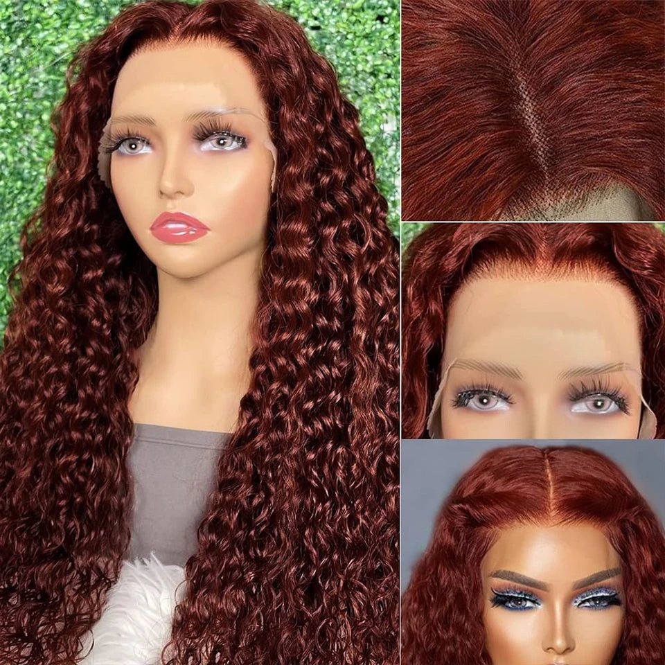 Vibrant Reddish Brown Curly Lace Front 40 - Authentic Human Hair Wig